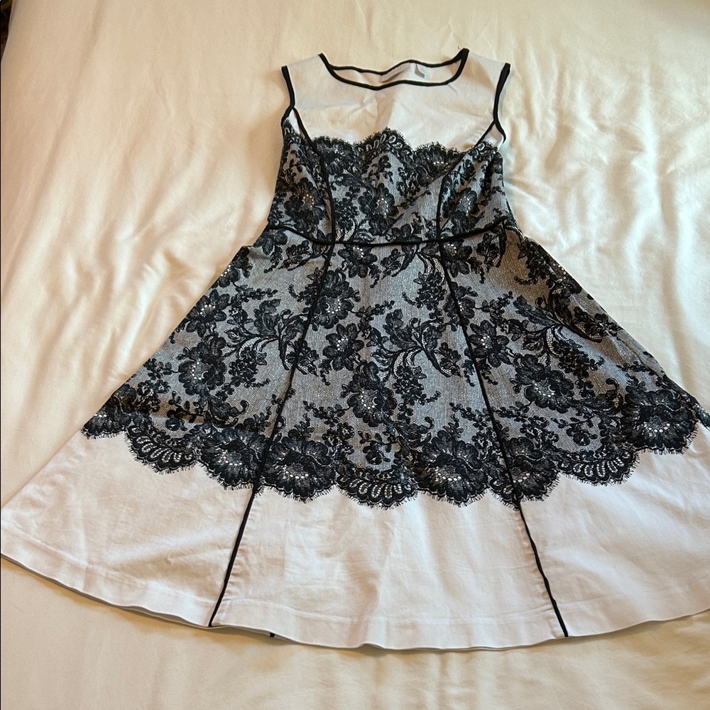 New York & Company Black Lace Trim Top